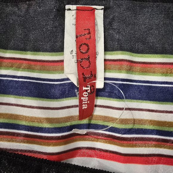 VTG NWOT Topia Womens XL Y2K 90s Tunic Bold Floral Striped Smocked Cinched Waist - Picture 5 of 6